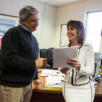 Engineering her own success at BETA Group COMING TOGETHER: Beta Group Senior Vice President Donna Lantagne has been able to climb the ladder at the company due to her hard work and abilities. At left, Lantagne reviews documents with Beta Group President and CEO Frank J. Romeo. / PBN PHOTO/RUPERT WHITELEY