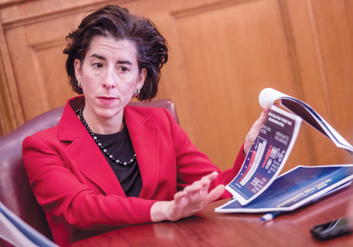 GOV. GINA M. RAIMONDO has modified the transportation toll bill, after the initial legislation was criticized by businesses and truck association officials. / PBN FILE PHOTO/MICHAEL SALERNO