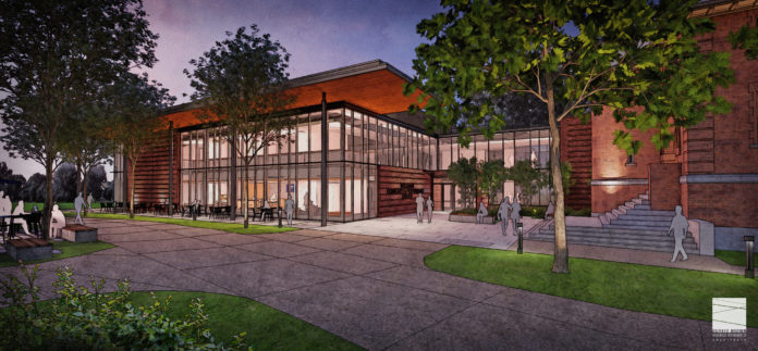 THE MOSES BROWN SCHOOL broke ground this week on a new community and performance center. / RENDERING COURTESY OF DURKEE, BROWN, VIVEIROS & WERENFELS ARCHITECTS