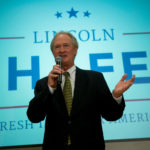Lincoln Chafee talks peace with ISIS, forgiveness for Edward Snowden, and the metric system for all LINCOLN D. CHAFEE, former governor of Rhode Island, answers a question after announcing he will seek the Democratic presidential nomination at the George Mason University School of Policy, Government, and International Affairs in Arlington, Va. on June 3. / BLOOMBERG NEWS/ANDREW HARRER