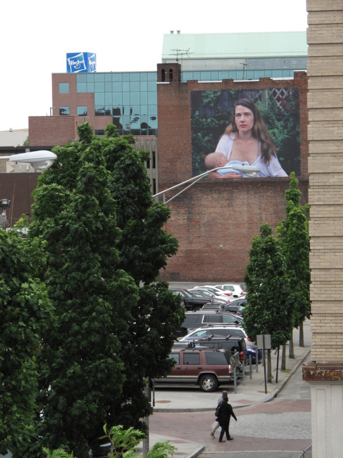 DOWNTOWN ART on a building on Snow Street near the corner with Washington Street in Providence. The image is from Mary Beth Meehan's Seen/Unseen: Providence collection and is part of the Providence International Arts Festival, which begins Thursday.  / PBN PHOTO/MARK S. MURPHY