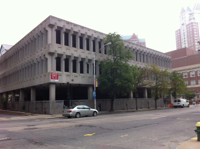 BUILT IN 1968, the John E. Fogarty Memorial Building, at 111 Fountain St., is a three-story concrete building built in the Brutalist style popular at the time. / PBN PHOTO/MARY MCDONALD