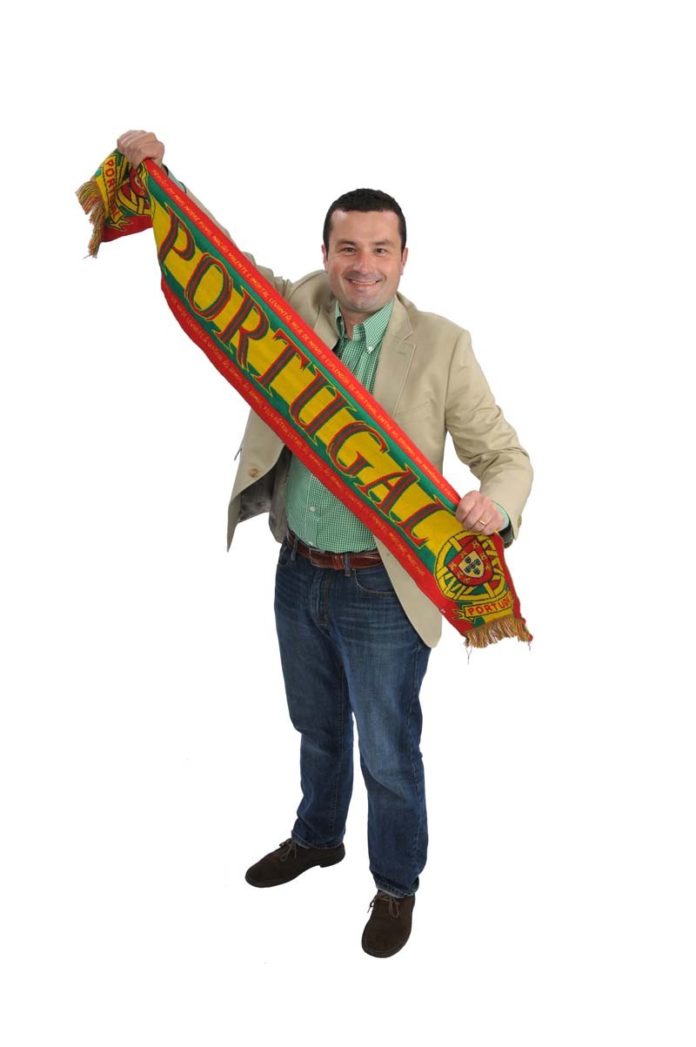 THE PROP: Daniel Gertrudes stays close to his family's Portuguese roots with this scarf.