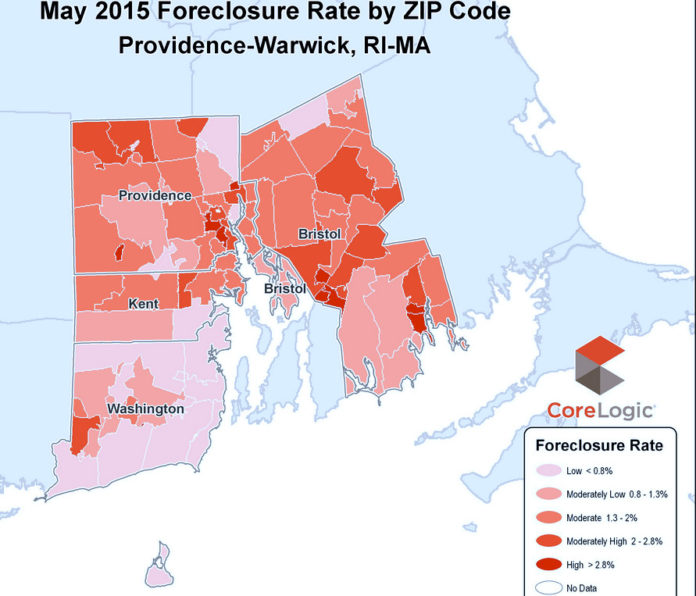 THE FORECLOSURE RATE in the Providence-Warwick metropolitan area decreased in May to 1.6 percent. / COURTESY CORELOGIC