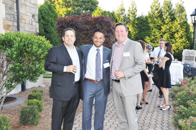 Honoree Jay Gotra, Alliance Security (center) with Tom DiSanto and Matt Wischnowsky, Gallo | Thomas Insurance / Skorski Photography