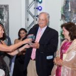 Art Museum raises $195K at gala NEWPORT ART MUSEUM Executive Director Norah Diedrich, left, gives honorees Robert and Heidi Manice a gift of artwork on behalf of the museum at A Beaux Arts Ball. The gift was a hand-blown glass sculpture from Anchor Bend Glassworks in Newport. The ball, a fundraiser, raised more than $195,000.