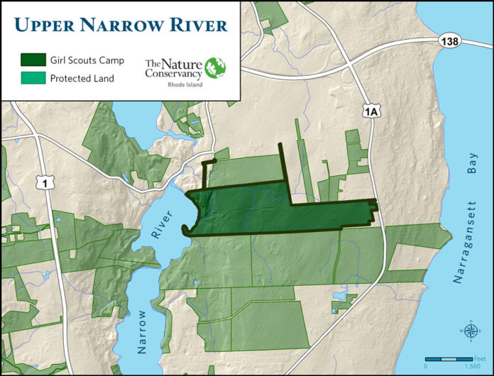 WITH ASSISTANCE FROM THE CHAMPLIN FOUNDATIONS, The Nature Conservancy has purchased 161 acres along the Narrow River in North Kingstown to put into conservation. / COURTESY THE NATURE CONSERVANCY