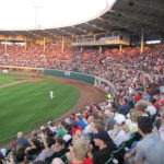 THE PAWTUCKET RED SOX play in their longtime home at McCoy Stadium in Pawtucket. The team's owners said that the governor has determined that the I-195 site on the Providence River is not suitable for construction of a new ballpark.   / COURTESY PAWTUCKET RED SOX 