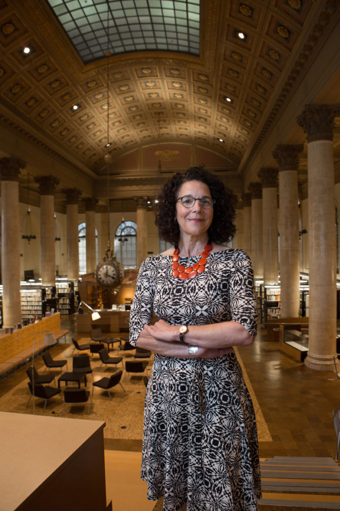 Rosanne Somerson is a furniture designer/maker, educator and RISD's 17th president. The first female alumna to lead the art/design school, she co-founded the Department of Furniture Design and was selected as president for her collaborative leadership style and informed vision. / PBN PHOTO/RUPERT WHITELEY