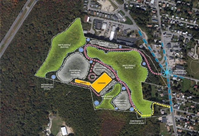 PRELIMINARY DESIGNS FOR A NEW CASINO in Tiverton by the Twin River Management Group was presented to the town's council Tuesday, one version with a hotel, one without. / COURTESY TWIN RIVER MANAGEMENT GROUP