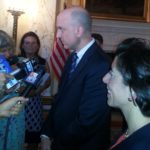 PARCC test results show need for improvement KEN WAGNER, state commissioner of elementary and secondary education, said the PARCC test result scores show need for improvement. On the right is Gov. Gina M. Raimondo. / PBN FILE PHOTO/PATRICIA DADDONA