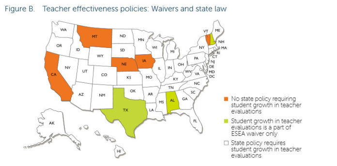 LIKE MOST OF THE NATION, Rhode Island requires student growth as part of its teacher evaluations, according to the National Council on Teacher Equality. / COURTESY NATIONAL COUNCIL ON TEACHER EQUALITY