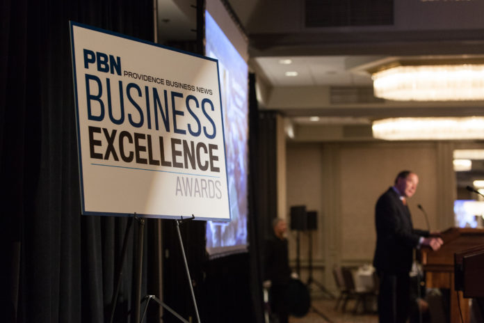 KEYNOTE SPEAKER David M. Dooley, president of the University of Rhode Island, addresses the attendees at Providence Business News' 15th Business Excellence Awards program Thursday at the Providence Marriott Downtown. / PBN PHOTO/RUPERT WHITELEY