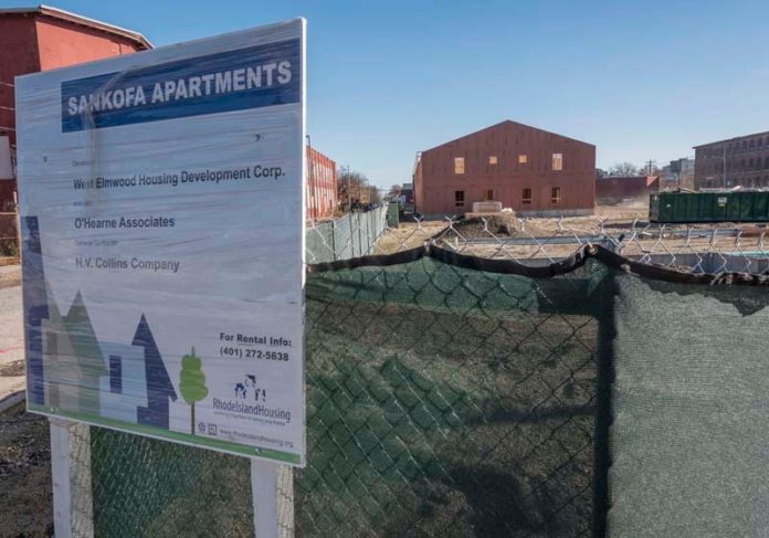 CONSTRUCTION ON the Sankofa Apartment project on the West End of Providence started in early October. Rhode Island ranked near the bottom among states for its year-over-year construction job decline in December, but second in the nation for construction job growth from November to December.
 / PBN FILE PHOTO/ MICHAEL SALERNO