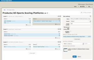 This is what the page layout area looks like in the back end. Users create layers, then can add boxes to a layer of varying widths. Finally, content is assigned to boxes. Virtually any content can be put in any box and the system will display it appropriately.