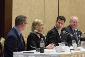 Panelist Tim Hebert, Atrion; Jane Ritson-Parsons, Hasbro; Chris Ciunci, TribalVision and Daniel Holmander, Adler Pollack & Sheehan