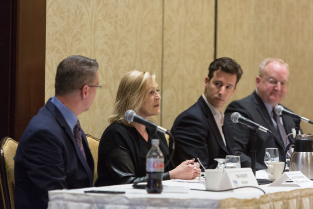 Panelist Tim Hebert, Atrion; Jane Ritson-Parsons, Hasbro; Chris Ciunci, TribalVision and Daniel Holmander, Adler Pollack &amp; Sheehan