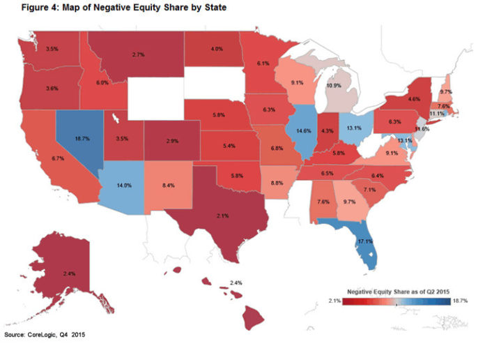 CORELOGIC SAID Rhode Island had 13.5 percent of mortgaged properties in negative equity in the fourth quarter, the fifth-highest percentage in the nation. / COURTESY CORELOGIC