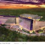 AN ARCHITECTURAL RENDERING of the proposed First Light Resort & Casino in Taunton shows two of the planned three 15-story hotels that will anchor the property. Site work is scheduled to begin in April. / COURTESY MASHPEE WAMPANOAG INDIAN TRIBE