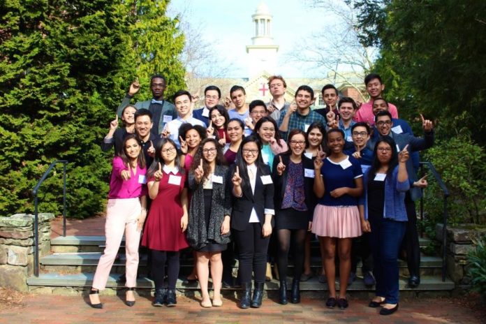 FIRST-GENERATION students at Brown University  are shown during a March career conference. / COURTESY BROWN UNIVERSITY/DANIELLA BALAREZO