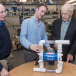 TRADITION: Family employees of the Bosworth Company in East Providence are, from left, Douglas Reilly, vice president; Nathan B. Reilly, CAD designer; and Kenneth Bosworth, president/founder. / PBN PHOTO/MICHAEL SALERNO