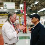 Profiting from financial stability CLEAR VISION: Taco Comfort Solutions Chairman John Hazen White Jr. has methodically taken his family's company from a position of high debt and low growth in a shrinking domestic market to one of global growth, with a strategy that relies on employee input. Here he speaks with Jay Ratanasim, a spray booth operator at the company's Cranston manufacturing facility. / PBN PHOTO/RUPERT WHITELEY
