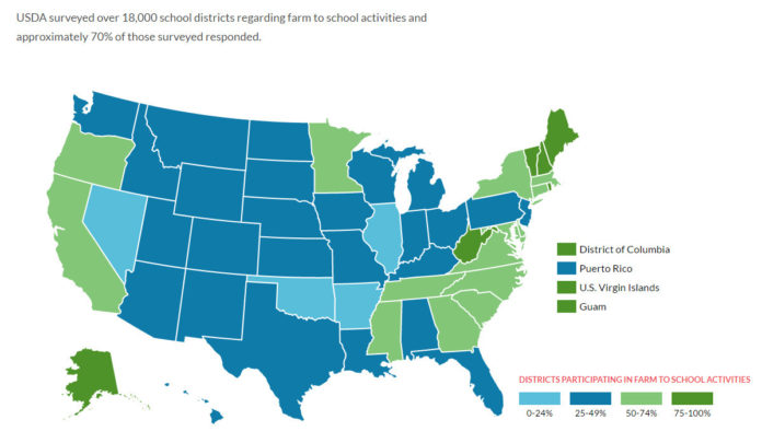 RHODE ISLAND has the greatest percentage of school districts nationwide participating in farm to school meal programs, according to the U.S. Department of Agriculture. / COURTESY U.S. DEPARTMENT OF AGRICULTURE