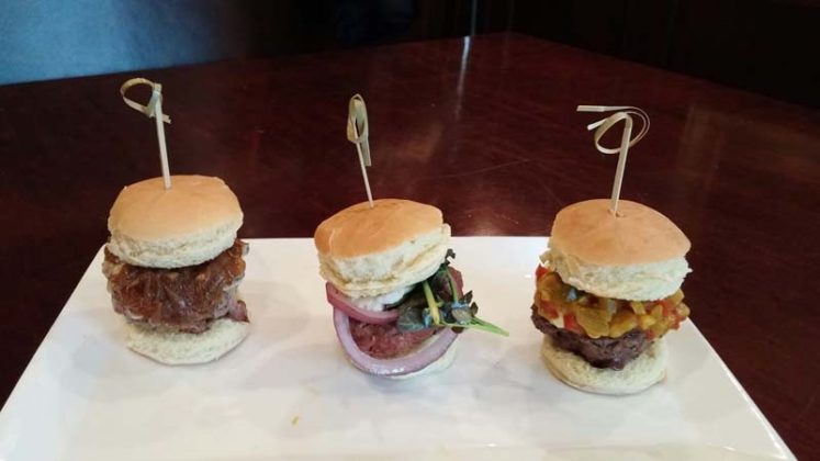 NEW TWIST ON SLIDERS: As part of the Spiced Pear's &quot;Try Something New&quot; special, Chef Tom Duffy served kangaroo, camel and emu sliders topped with Cambozola cheese, New England-style corn relish, balsamic onions and goat cheese. / COURTESY BRUCE NEWBURY
