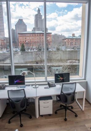 A ROOM WITH A VIEW: The office looks out on Waterplace Park. / PBN PHOTO/MICHAEL SALERNO