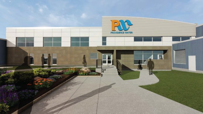 This is an architect's rendering of the entrance to the new Providence Water facility. / COURTESY VISION 3 ARCHITECTS