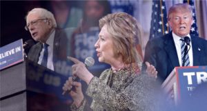 TIRELESS: From left, presidential hopefuls Bernie Sanders, Hillary Clinton and Donald Trump are all over the traditional retirement age of 65, but they are positioning themselves to hold one of the world's most powerful and demanding jobs. / BLOOMBERG NEWS FILE PHOTOS