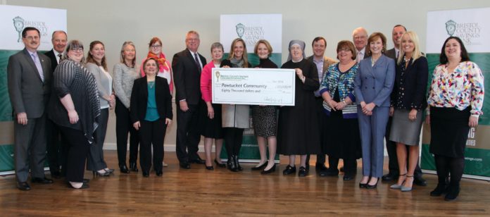 BRISTOL COUNTY SAVINGS BANK, through its charitable foundation, recently presented $80,000 in grants to 12 Pawtucket-area nonprofit organizations. / COURTESY BRISTOL COUNTY SAVINGS BANK