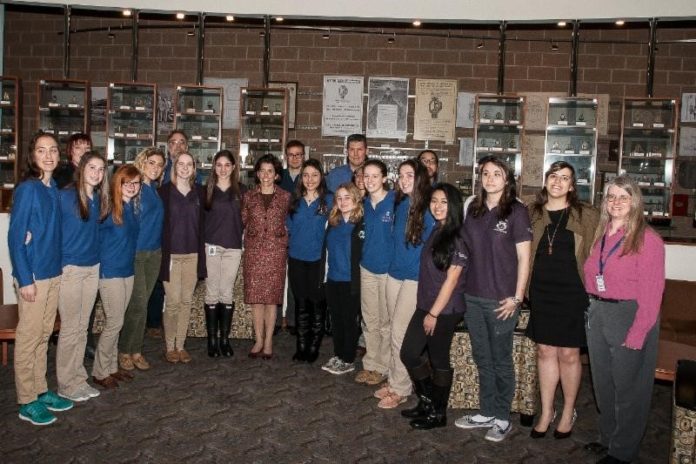GOV. GINA M. Raimondo met with Women in Technology program participants including students from Pilgrim High School in Warwick, St. Mary Academy-Bay View in East Providence and LaSalle Academy in Providence at Tyco Fire Protection Products in Cranston. / COURTESY GOVERNOR'S OFFICE