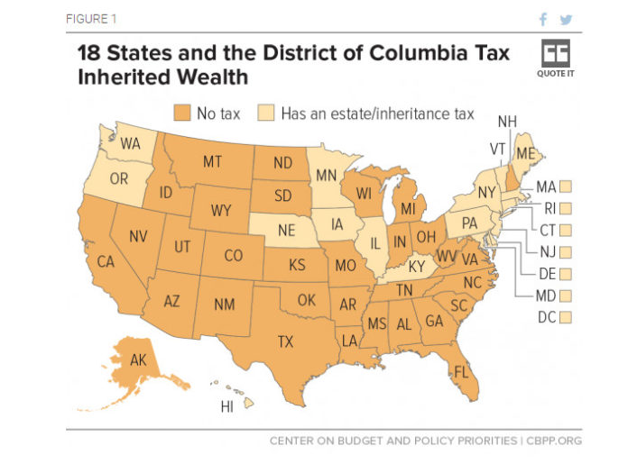 RHODE ISLAND IS ONE OF THE STATES with an estate tax, and a report from the Center on Budget and Policy Priorities warns state lawmakers against raising the estate tax exemption. / COURTESY CENTER ON BUDGET AND POLICY PRIORITIES