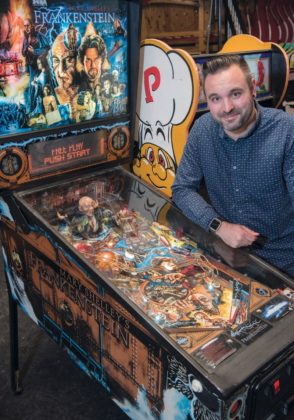 PINBALL WIZARD: Mike Maven is owner of Shelter Arcade Bar, which is located at 111 Dike St. in Providence and serves both food and drink in an arcade atmosphere. Maven said he loves repairing the old pinball machines. / PBN PHOTOS/MICHAEL SALERNO