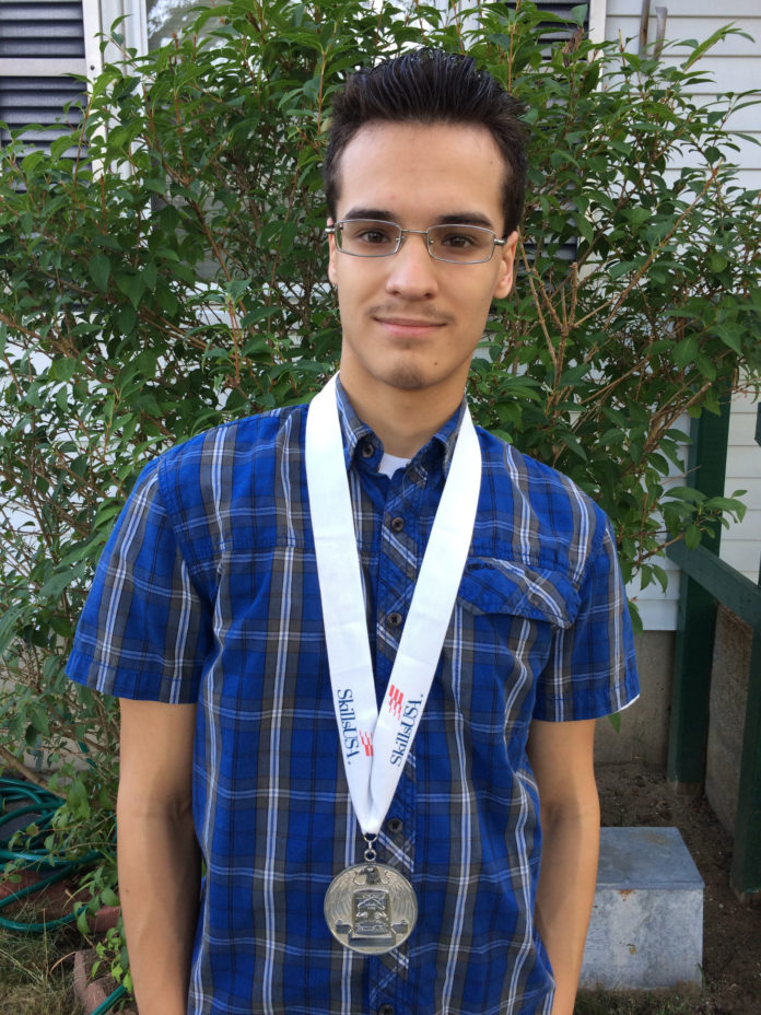 Jason Valdes, an 18-year-old from Warwick, represented the country in Compétences Québec/Skills Canada, an invitational Olympic-style competition and leadership program held from May 3-7 in Quebec City. He competed in the computer-aided design and drafting portion of the event. / COURTESY SKILLSUSA RI