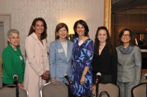 Business Women panelists; Dr. Angela Caliendo, University Medicine; Leslie Taito, Hope Global; Kati Machtley, Bryant University; Renee Evangelista, Evangelista, Howland Kohlenberg Burnett; Jessica David, RI Foundation and Renee Aloisio, LGC&D / Skorski Photography