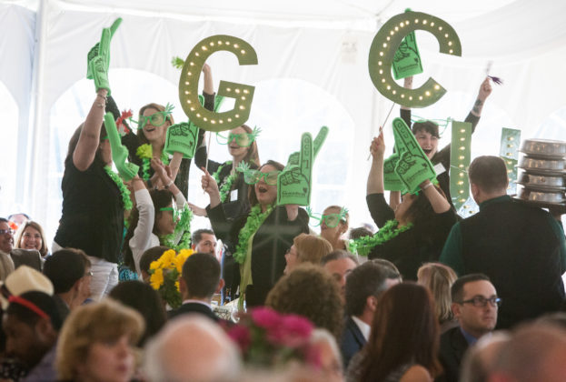 EMPLOYEES FROM Greenwood Credit Union in Warwick celebrate at Providence Business News' Best Places to Work event Thursday night at the Crowne Plaza Garden Pavilion in Warwick. / PBN PHOTO/RUPERT WHITELEY