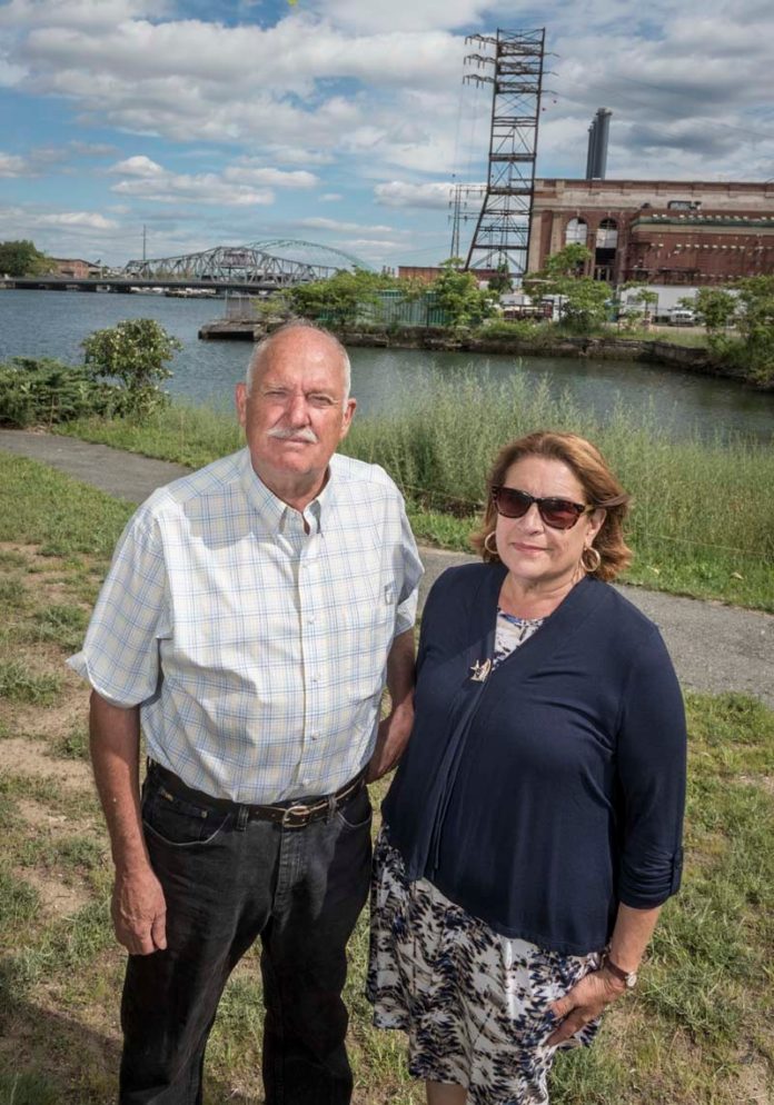 MAKING CONNECTIONS: Olin Thompson and Sharon Steele are leading Building Bridges Providence, a nonprofit corporation that will develop programming for a new downtown public park. It will feature a pedestrian bridge to connect the east and west banks of the Providence River. / PBN PHOTO/MICHAEL SALERNO