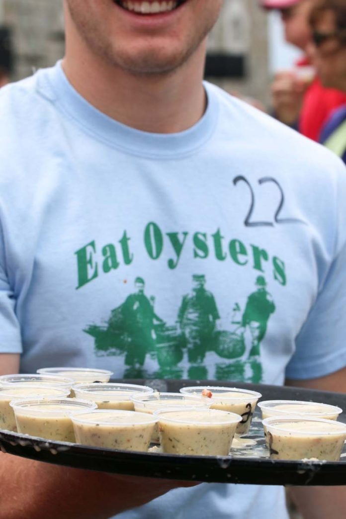 CHOWDERHEAD CHOICES: Samples are served at the 34th annual Great Chowder Cook-off in Newport in 2015. / COURTESY DISCOVER NEWPORT
