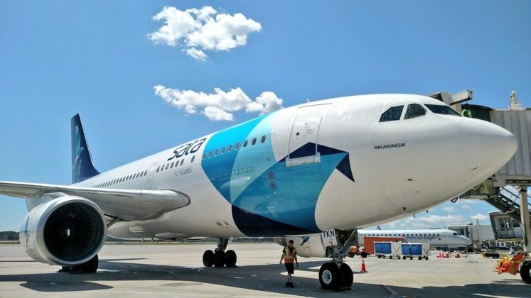 OFFICIALS CELEBRATED THE arrival of Azores Airlines&rsquo; inaugural flight from Ponta Delgada in the Azores to T.F. Green Airport on June 30. / COURTESY R.I. AIRPORT CORPORATION