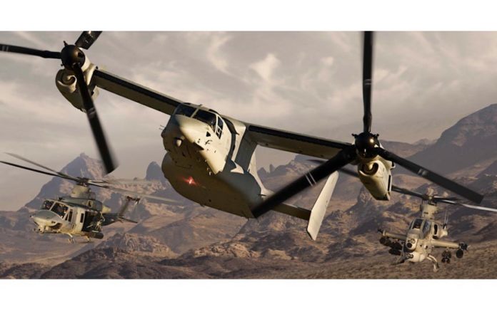 TEXTRON INC.'S revenue and profit increased in the second quarter, even though sales of the V-22 aircraft in the Bell Helicopter division were flat over the year. / COURTESY BELL HELICOPTER