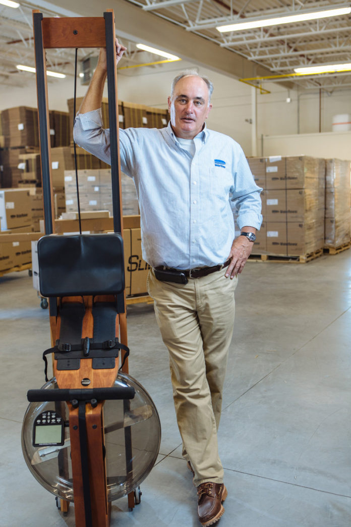 Five years the president and CEO of Warren-based WaterRower Inc. (part of a 23-year overall tenure), Australian-born Peter King understands just how international the business world is. But it is the company's local roots that support its global ambitions. / PBN PHOTO/RUPERT WHITELEY
