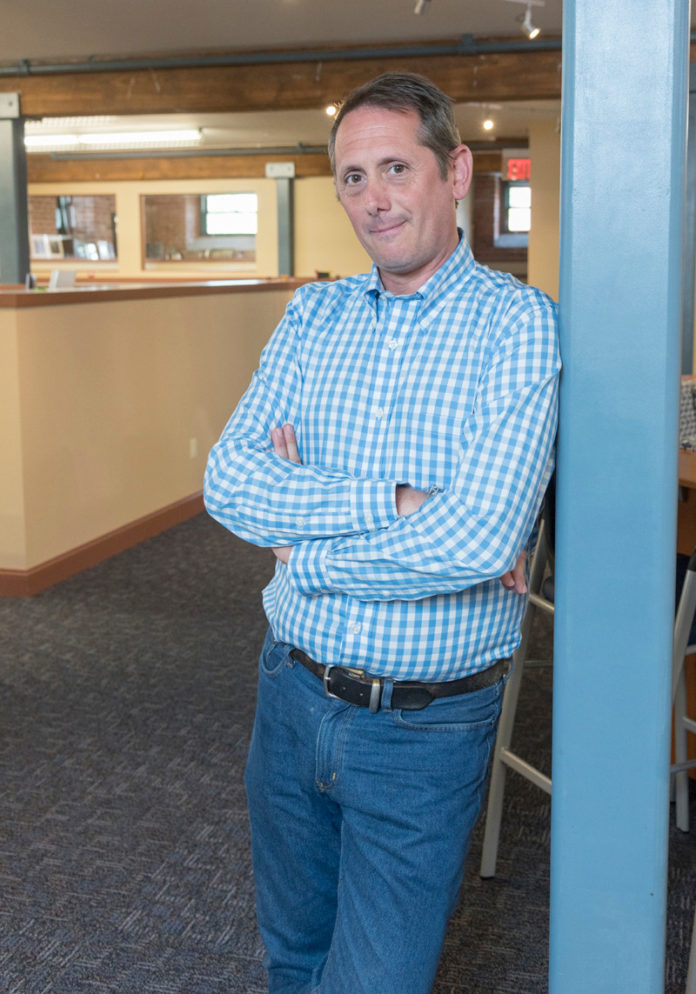 Pat Sabatino is the founder and CEO of Datarista, a Providence-based cloud computing startup. After attending Providence College in the early 1980s, he returned after an 18-year hiatus to be both a resident and an entrepreneur. / PBN PHOTO/MICHAEL SALERNO