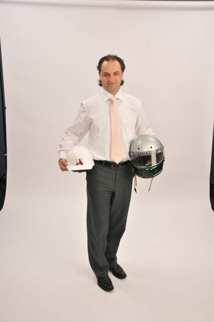 The Prop: Anthony E. Autiello III sports a hard hat at work every day, but in his free time he prefers to drive formula cars in a racing helmet.