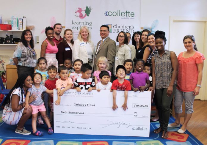 Collette Cares, the philanthropic arm of Pawtucket-based travel tourism company Collette, has launched its first Rhode Island signature program by awarding Children’s Friend its signature literacy grant, which focuses on youth literacy in the Ocean State. / COURTESY COLLETTE CARES