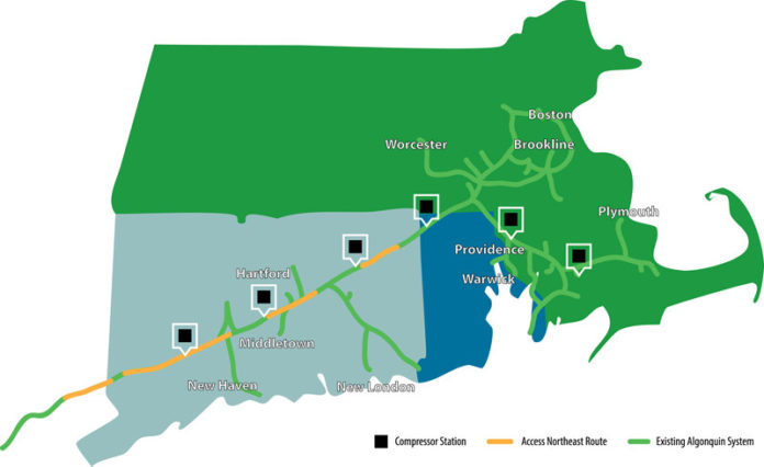 ACCESS NORTHEAST is a project to expand the volume of natural gas coming into southern New England, but it has hit a roadblock in Massachusetts, where the Supreme Judicial Court has ruled against one of its financing plans. / PBN GRAPHIC/DARRYL GREENLEE