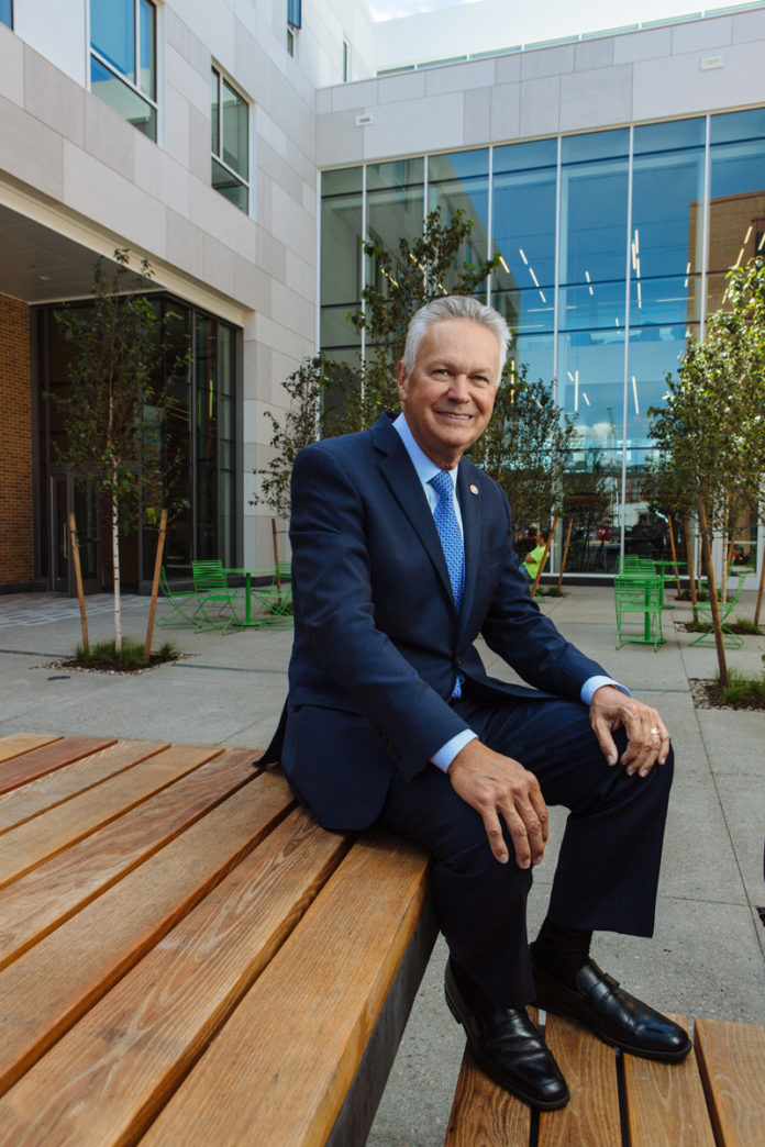 John J. Bowen's tireless work on behalf of Johnson & Wales University over more than four decades has continually pushed the school to new heights. His impact was again evident last month when the university named its new center for science and innovation after him. / PBN PHOTO/RUPERT WHITELEY