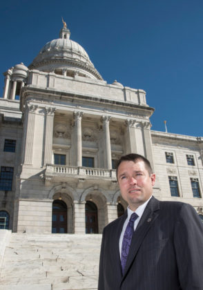 CONFIDENCE DIP? House Minority Leader Brian C. Newberry outside the Statehouse. The North Smithfield Republican thinks public confidence in the General Assembly slipped in 2016. / PBN PHOTO/MICHAEL SALERNO