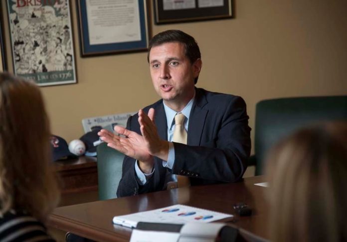 SETH MAGAZINER, Rhode Island's general treasurer, wants the energy companies that the state Rhode Island pension fund invests in to disclose their lobbying activities.  / PBN FILE PHOTO/ MICHAEL SALERNO